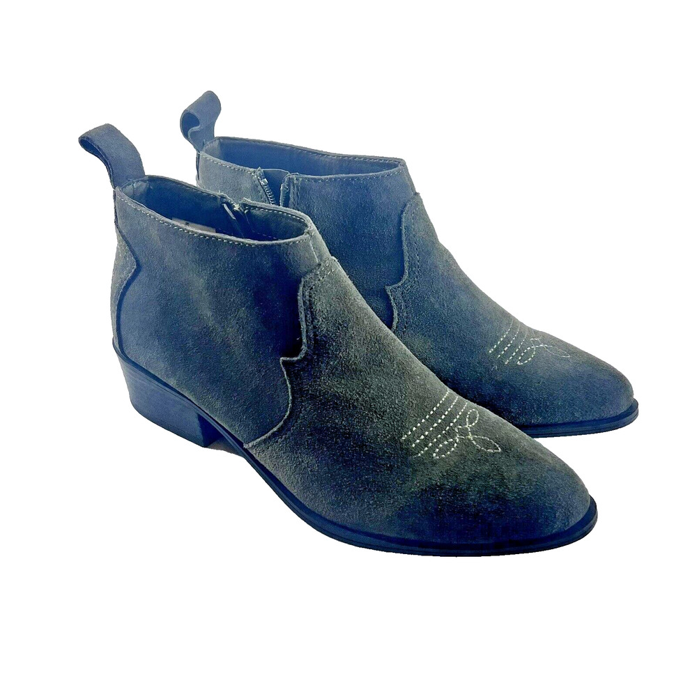 American Eagle Ankle Booties Womens 8M Western Pointed Toe Grey Embroidered Zip